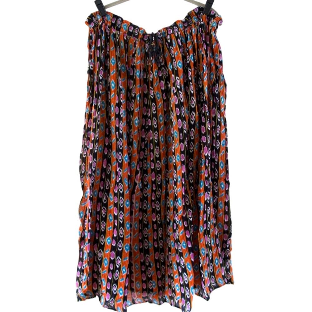 Vintage 90s Raja Cotton Ikat Hippie Skirt One Size Boho Fairy Vacation Maxi